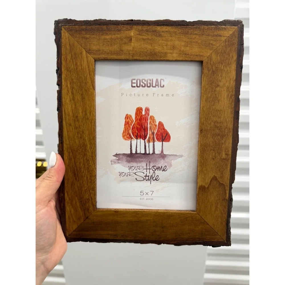 EOSGLAC  Rustic Live Edge Wood Picture Frame Without Glass Farmhouse Wall/Table